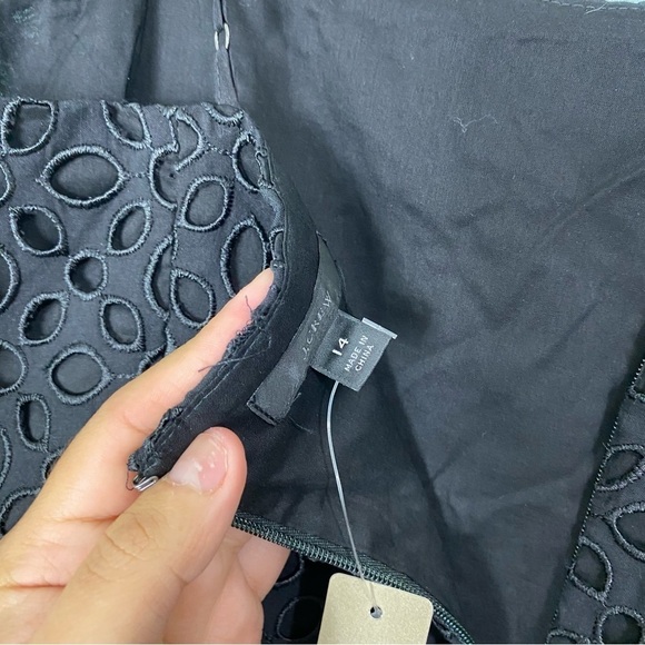 J Crew‎ Black Ruffle Jumpsuit Eyelet Sz 14 AP155 - Picture 6 of 7